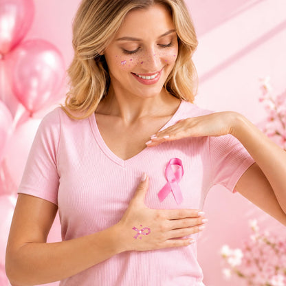 Breast Cancer Awareness Accessories, Pink Out Glitter Freckles Face Tattoo
