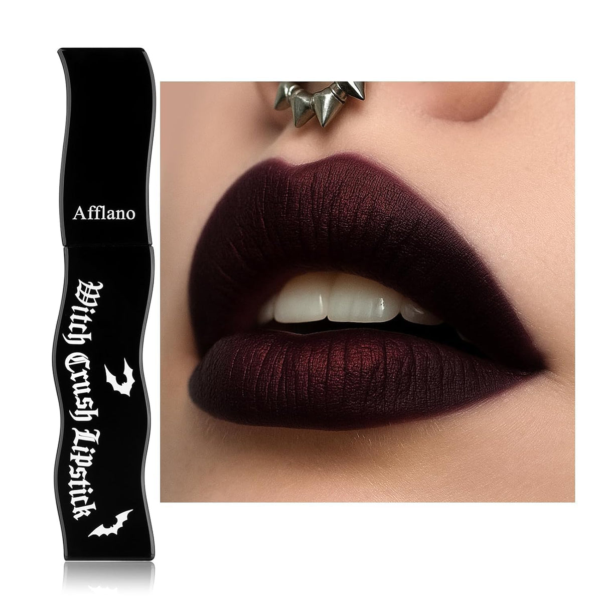 Goth Lip Gloss, Highly Pigmented Matte Burgundy Dark Lipstick with Shimmer, Silky Long Lasting Goth Makeup Shiny Lip Stain for Women, Moisturizing Lipstick for Daily, Halloween Vampire, Witch, Theater