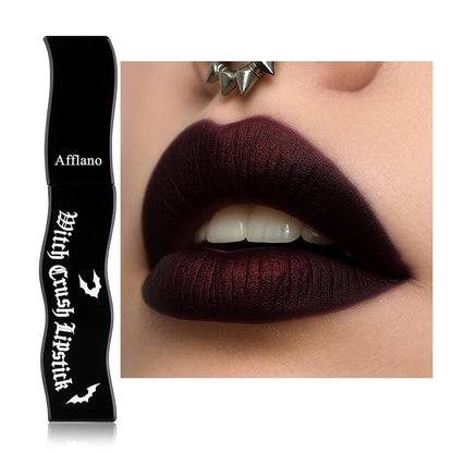 Goth Lip Gloss, Highly Pigmented Matte Burgundy Dark Lipstick with Shimmer, Silky Long Lasting Goth Makeup Shiny Lip Stain for Women, Moisturizing Lipstick for Daily, Halloween Vampire, Witch, Theater