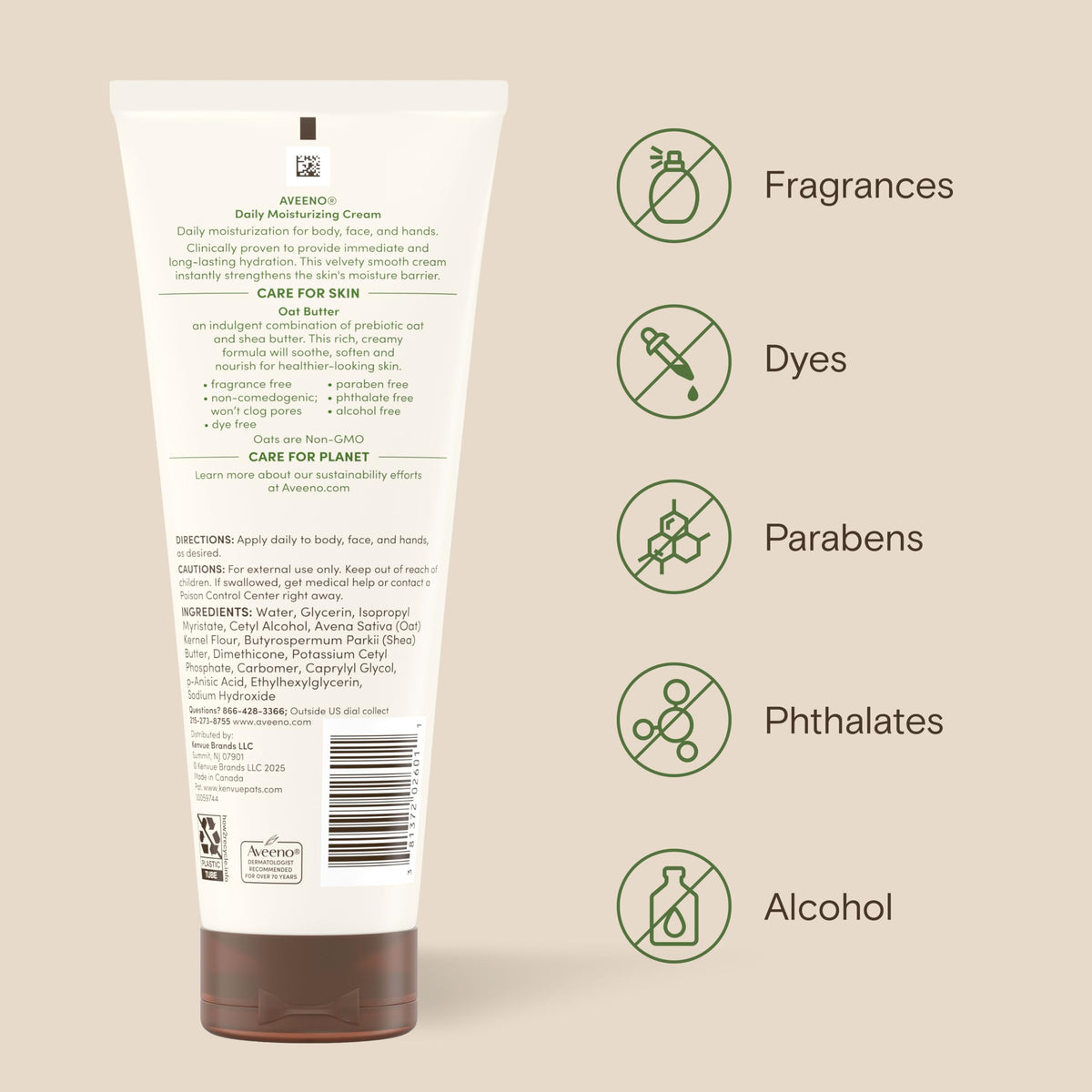 Aveeno Daily Moisturizing Cream, Fragrance-Free, 7.5 oz