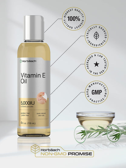 Horbäach Vitamin E Oil | 5000 IU | 8 oz (2 x 4oz) Value Pack