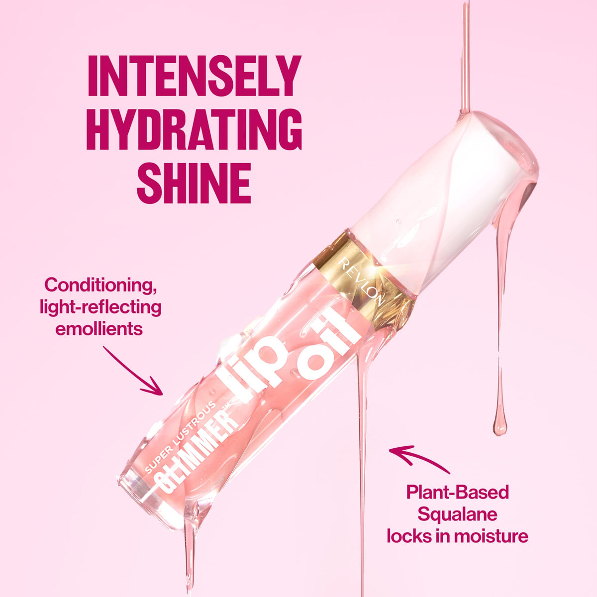 REVLON Super Lustrous Glimmer Lip Oil, 008 Just Toasty, 0.13 fl oz