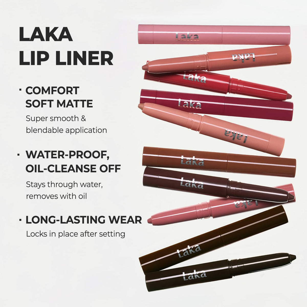 Laka Lip Liner - Smooth & Blendable Soft Matte Lip Contour Pencil for Shaping & Overlining Lips | Waterproof Formula, Oil-Cleanse Off, Long-Lasting Wear | #08 Burnt Brown (Deep Cocoa Brown)