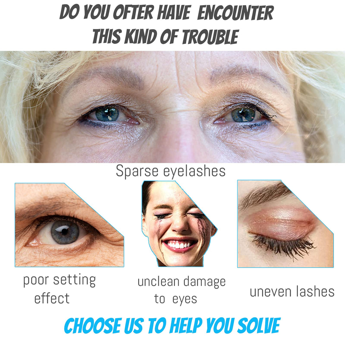 Mascara for Older Women 60 Plus, Mascara for Seniors with Thinning Lashes, Hypoallergenic Sensitive Eyes, Black Volume and Length, Waterproof Smudge Proof(1pc)