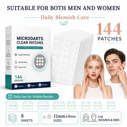 3PCS Microdarts Clear Patches, 2-in-1 Microdarts & Hydrocolloid Patch, Gentle Formula for All Skin, Natural Hydrocolloid Patches for Women and Men