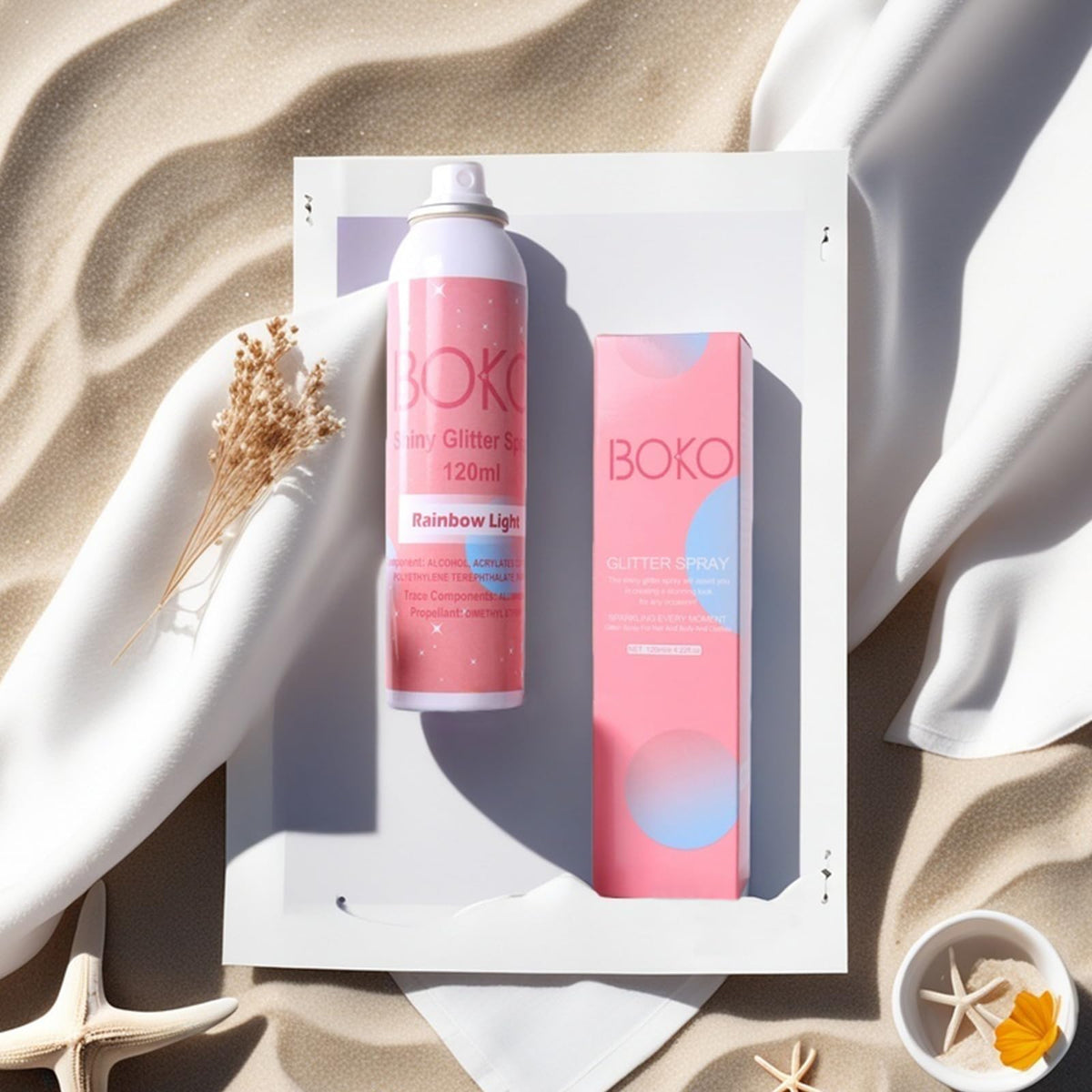 Boko Body Glitter Spray, 120ML Holographic Silver Rainbow Glitter Hairspray