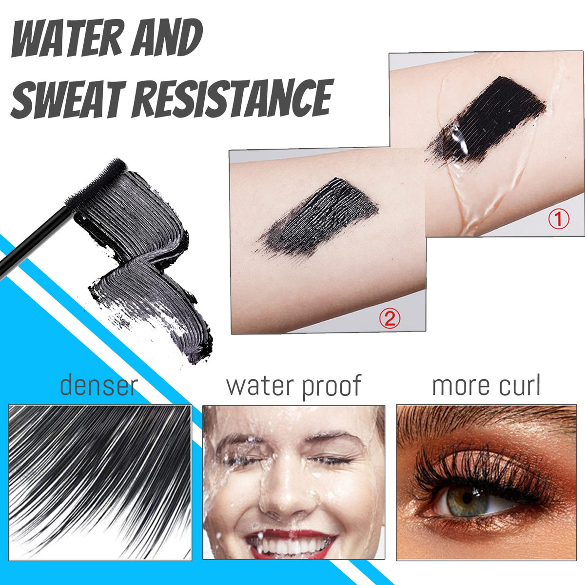 Mascara for Older Women 60 Plus, Mascara for Seniors with Thinning Lashes, Hypoallergenic Sensitive Eyes, Black Volume and Length, Waterproof Smudge Proof(1pc)