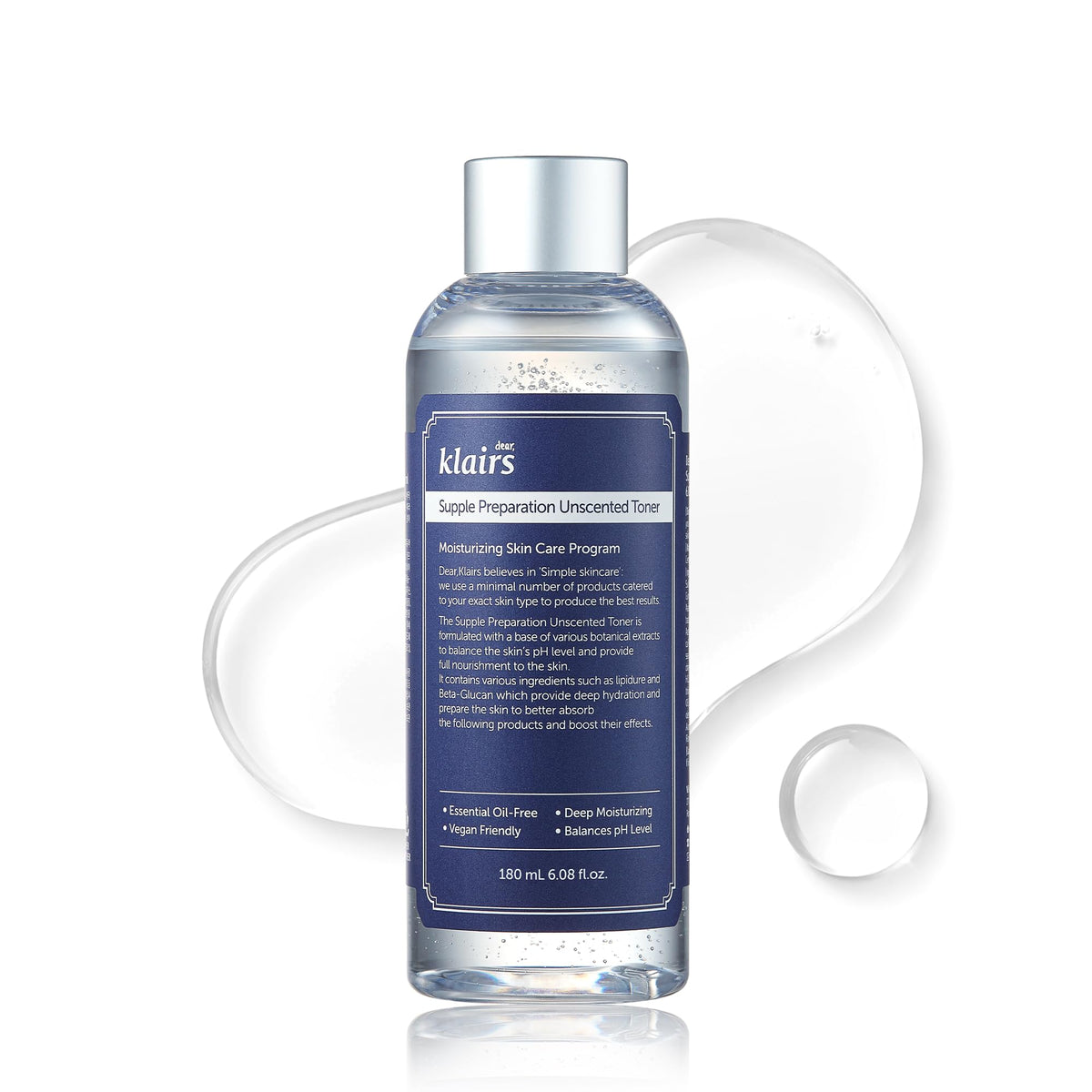 DearKlairs Unscented Toner | Hyaluronic Acid Korean Toner for Sensitive Skin, Skin Flooding & High-Active Layering, Vegan, Essential Oil Free, Ethanol Free, 6.08 fl oz