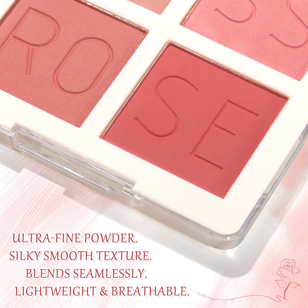 4 Color Matte Blush Palette for Cheeks - Highly Pigmented Pressed Powder for Face Blush Makeup, Long Lasting & Waterproof, Natural Nude, Pink & Red Shades for All Skin Tones (03 Dusty Rose)