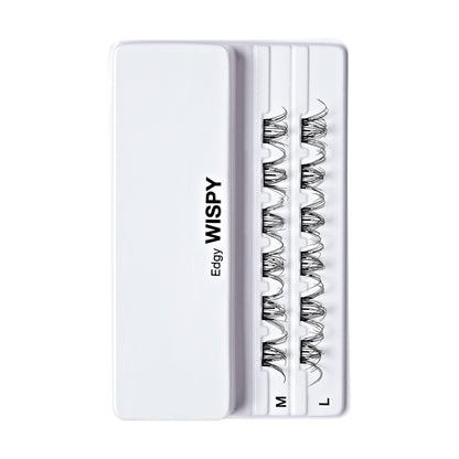 Kiss Impress Falsies Press On Self Adhesive Eyelashes, 14mm-16mm Natural Volume Press On Lashes, Black, No Glue Needed, Invisible Band, 12 Lash Clusters - Edgy