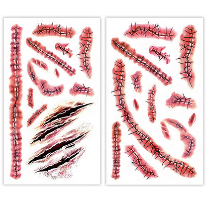 25 Sheets Fake Scar Temporary Tattoos Bloody Halloween Makeup Stickers