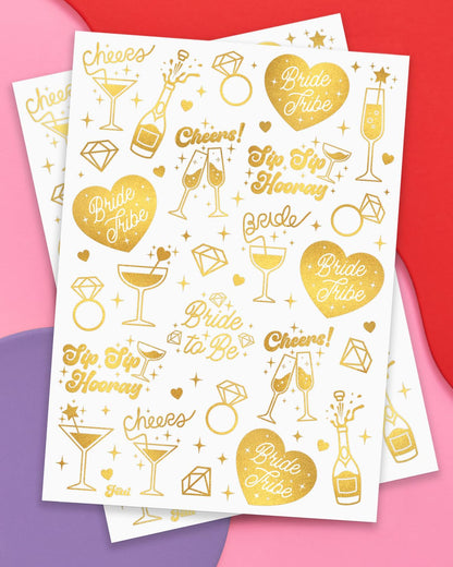xo, Fetti 54 Gold Bachelorette Temporary Tattoos | Bride Tribe Party Gift