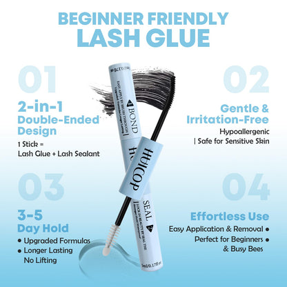 Huicop 60D+80D Eyelash Extensions Kit With 240pcs 3D Fluffy Thick Cluster Lashes, Lash Bond, Lash Seal, Tweezers for Beginners(Mage Volume 60D+80D-10-16mm KIT)