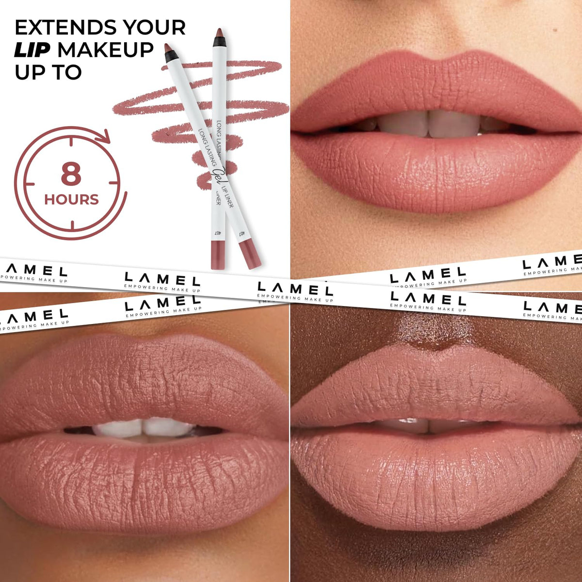 Lamel Gel Lip Liner Pencil – 5 Pack – 2-in-1 Waterproof Lip Liner Set