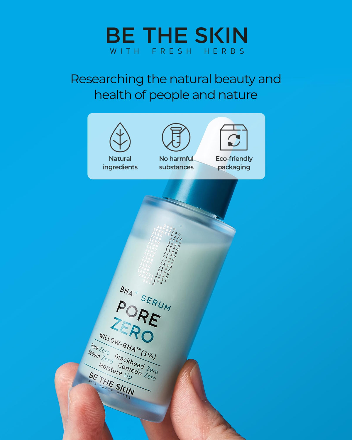 BE THE SKIN Pore Zero BHA Serum for Blackheads, AHA + Cica, 1.01 fl oz