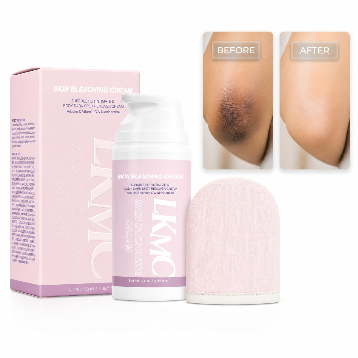 LKMC Skin Bleaching Cream for Underarm, Knees & Bikini Area 3.38 fl oz