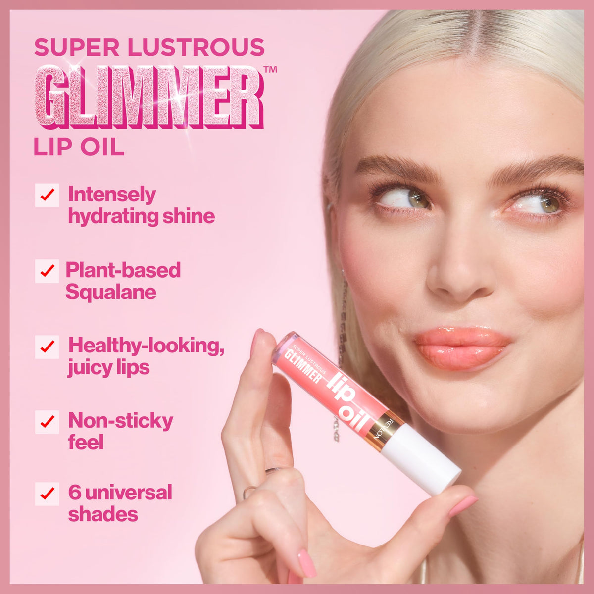 REVLON Super Lustrous Glimmer Lip Oil, 008 Just Toasty, 0.13 fl oz