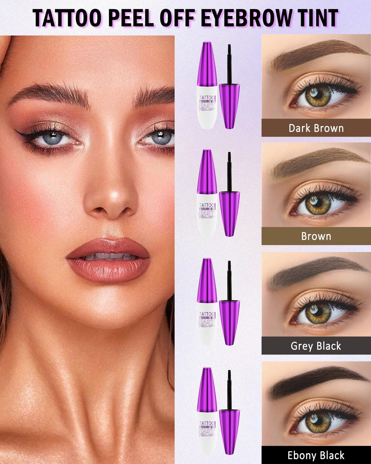 Eyebrow Gel Tattoo Waterproof,Dark Brown Eye Brow Stain Peel Off for Women