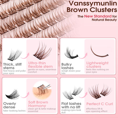 Natural Brown Lash Clusters Kit Wispy Eyelashes Clusters Kit