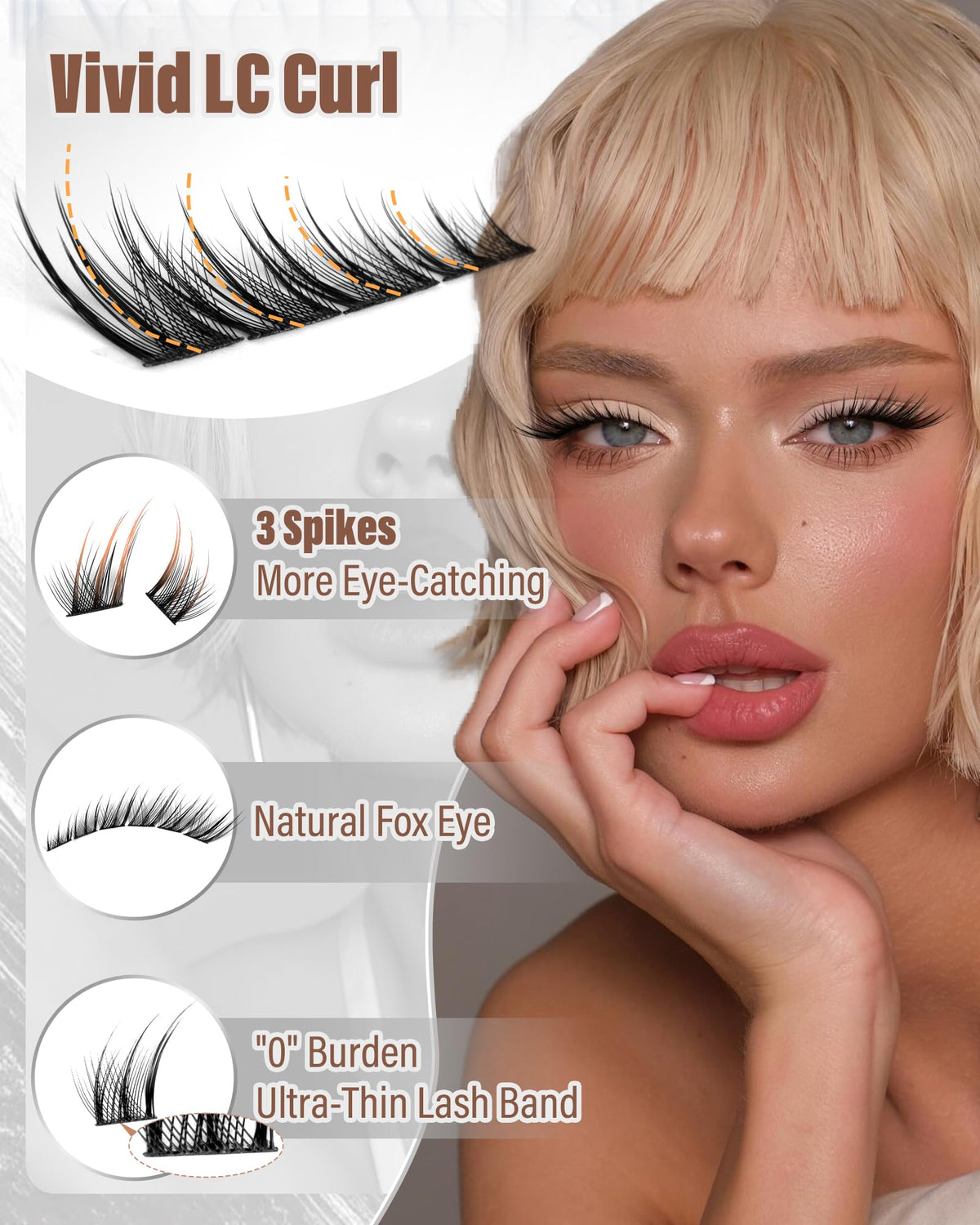 Fox Eye Lash Clusters Natural Clusters Eyelash Extensions 8-14MM Short Eyelash Clusters LC-Curly Pre-Mapped Lash Clusters Cat Eye Anime Individual Lashes Spikes Fox Eyes Lash Extension by Zegaine