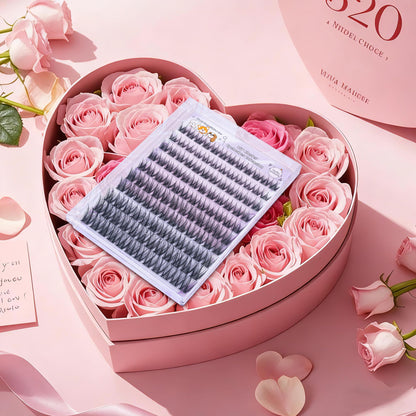 Self Adhesive Eyelashes, Individual Lashes Clusters for Fluffy Lash Clusters Kit, Pre Lash Glue Wispy Cluster Eyelash Extensions Kit Easy to Apply 120 PCs 8mm 10mm 12mm 14mm
