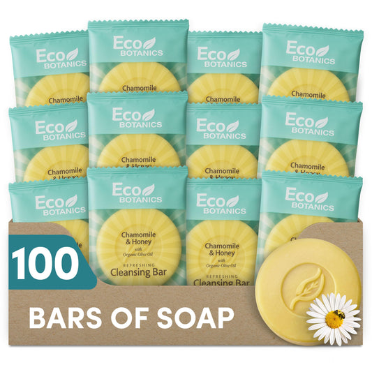 Eco Botanics 100-Count 0.5oz Cleansing Bar Soap, Travel Size Hotel Soap