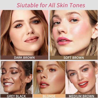 Eyebrow Stencils, Eye Brow Stencil Kits Waterproof Eyebrow Stamp Perfect Eyebrows, Smudge-proof Brow Stamp Eyebrow Kit for Women With 10PCS Eyebrow Shaping Kit Long-Lasting, Medium Brown