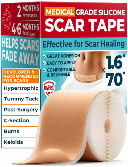 Medical Grade Silicone Scar Tape - 1.6"x70" - Effective Scar Removal