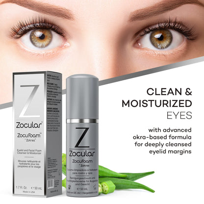 Zocular ZocuFoam Foaming Eyelid Cleansing Foam, Gentle pH-Balanced, 50 mL