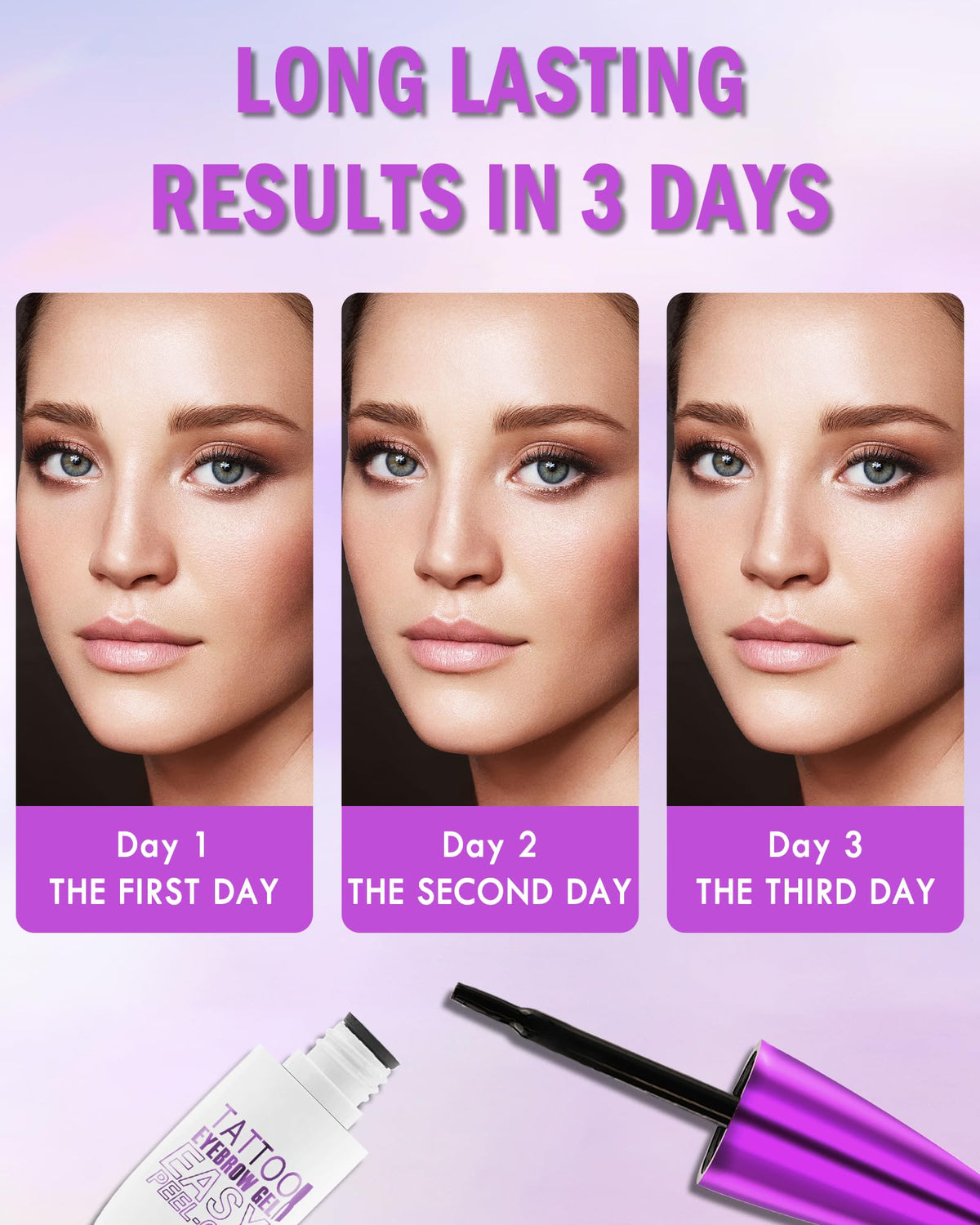 Eyebrow Gel Tattoo Waterproof,Dark Brown Eye Brow Stain Peel Off for Women