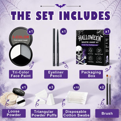 XINGXYUEL Halloween Skeleton Makeup Kit, White Black Grey Face Body Paint