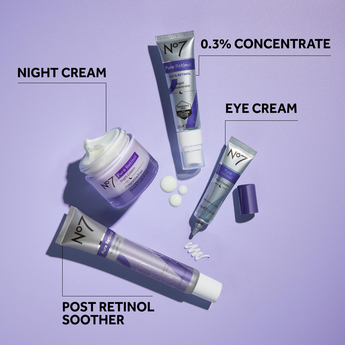 No7 Pure Retinol Night Cream, 1.69 Fl Oz