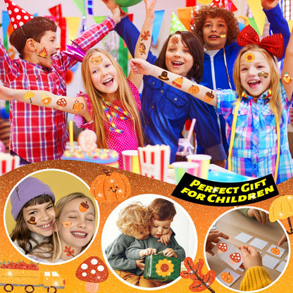 winthrop 120 Pcs Glitter Autumn Temporary Tattoos for Kids, Happy Fall