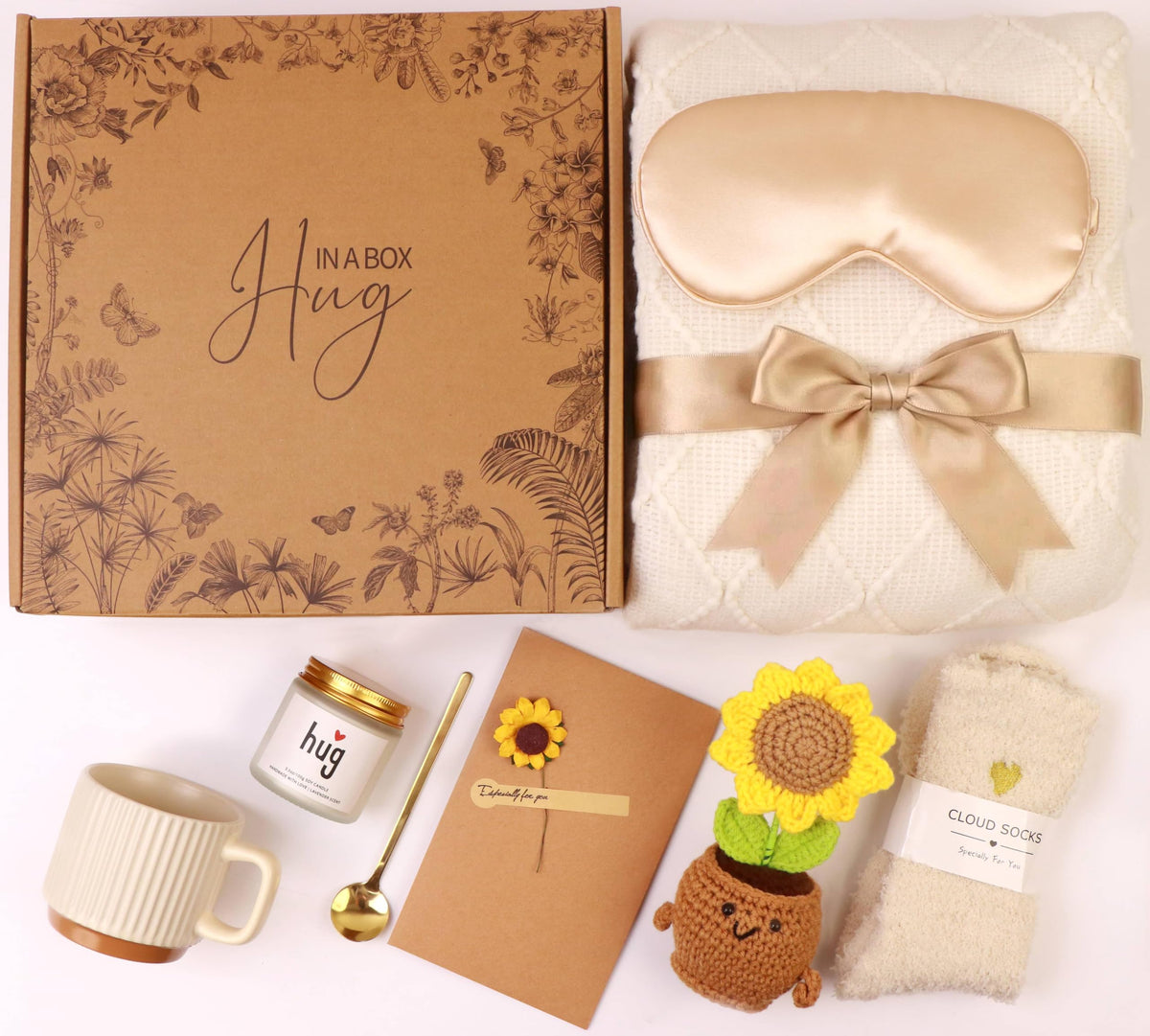 Sending Sunshine Sunflower, Thinking of You Care Package Unique Birthday Gift Baskets for Women Best Friend Mom Grandma Sister