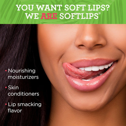 Softlips Daily Lip Moisturizer For Very Dry Lips, Tropical Flavored Lip Balms, Hydrates, Soothes & Prevents Dry, Chapped Lips, Smooth Glide Formula, Dermatologist Tested, Pack of 3 Chap Sticks