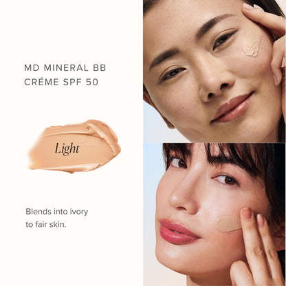 MDSolarSciences Mineral BB Creme SPF 50 | Hydrating, Sheer Tinted Mineral Sunscreen with Niacinamide, Caffeine & Squalane | Blurring, Anti-Aging, Clean & Reef Safe | Light 1.23 oz