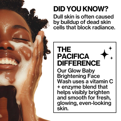 Pacifica Glow Baby Brightening Facial Cleanser 5oz – Vitamin C & Glycolic Acid (AHA) Face Wash for Radiance – Daily Cleanser for Anti-Aging Exfoliating for Smooth, Even Glowing Skin Vegan Clean Beauty