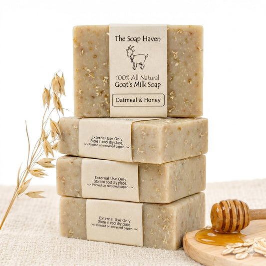 Oatmeal Soap, 4 Oatmeal & Honey Goat Milk Soap Bars, Handmade In USA