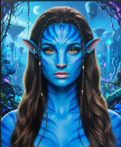 8pcs Avatar Makeup Kit,Navy Blue White Face Paint, Royal Blue Face Paint for Smurf Mystique Cosplay,Lip Gloss,White UV Eyeliner, Short Elf Ears,Single Eyeshadow,Halloween Body Paint Set with 2 Sponges