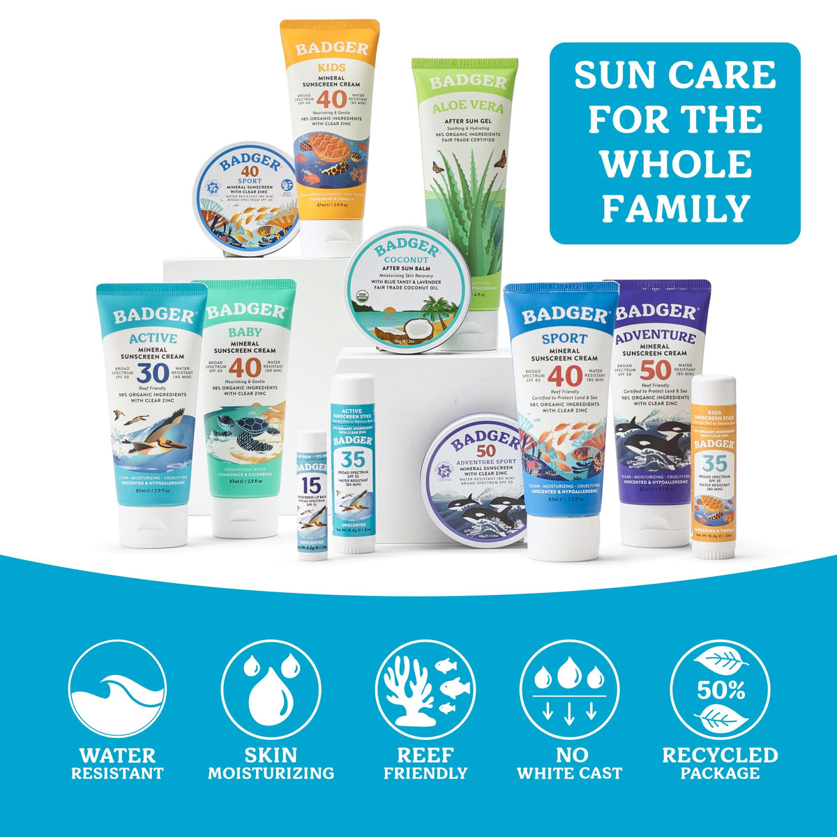 Badger Mineral Sunscreen Cream SPF 30, Reef Safe, Travel Size, 2.9 fl oz