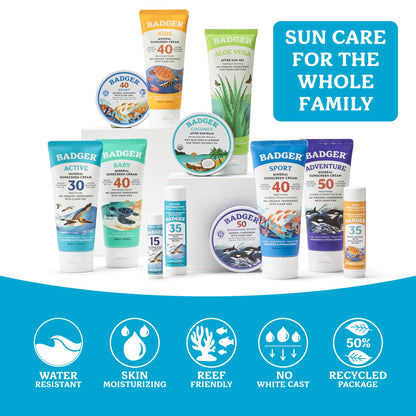 Badger Mineral Sunscreen Cream SPF 30, Reef Safe, Travel Size, 2.9 fl oz