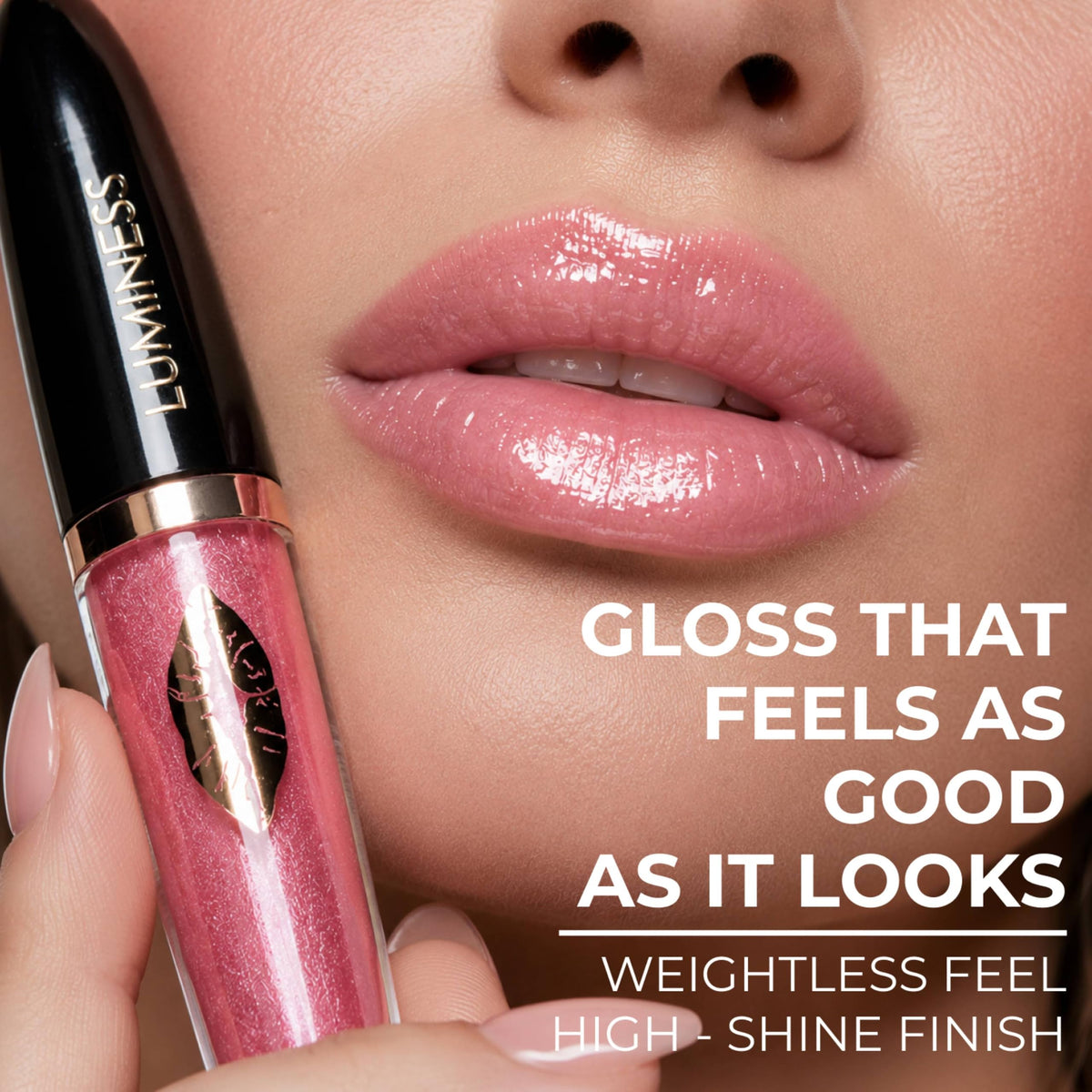 LUMINESS Hot Kiss GENTLE Lip Gloss Plumper | Hydrating Lip Plumper & Lip Booster for Fuller-Looking Lips, High Shine Lip Gloss w/Buildable Lip Stain Color, Cruelty-Free