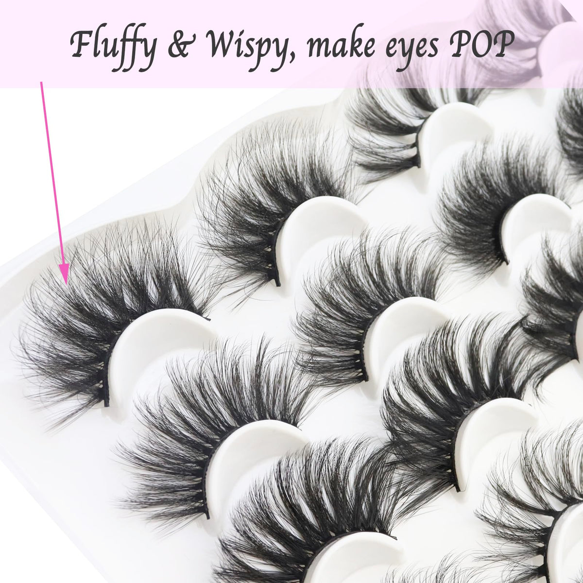 DAODER False Eyelashes 25MM Mink Lashes Dramatic Look Fluff Long Fake Eyelashes Wispy 25mm False Lashes Strip 10 Variety Pairs Mixed for Halloween Bold Makeup
