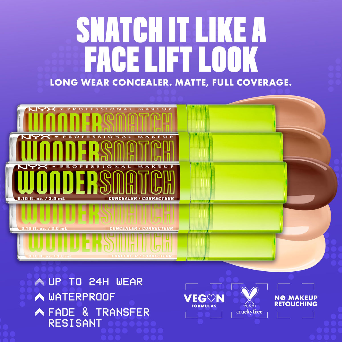 NYX PROFESSIONAL MAKEUP Wonder Snatch Concealer, Brightening, Lifting & Snatching Full Coverage Makeup Concealer with 24HR Wear, Vegan & Cruelty Free - Light Beige