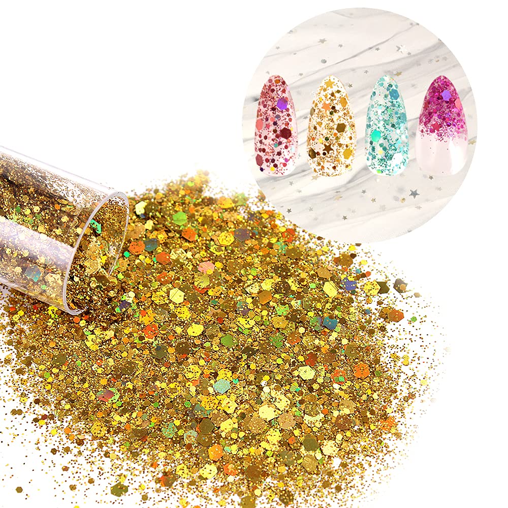 Chunky and Fine Glitter Mix, Estanoite 36 Colors Chunky Sequins & Fine Glitter Powder Mix, Cosmetic Makeup Flakes for Face Body Eye Nail Art Resin Epoxy