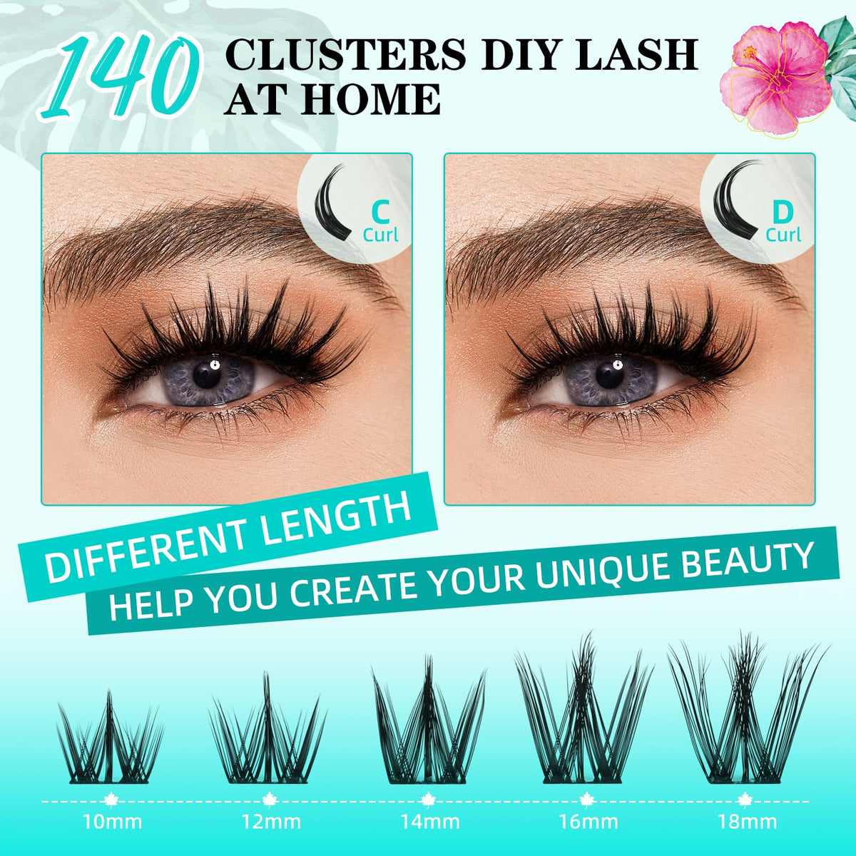 AMZGIRL Lash Clusters C Curl Manga Anime Lashes 10-18mm, Puppy