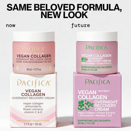 Pacifica Night Face Cream - Vegan Collagen Overnight Recovery Cream, Nighttime Face Cream for Anti-Aging & Wrinkles, Improves Dry Skin & Redness Vegan, Clean Beauty, Dermatologist Tested