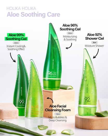 Holika Holika Aloe 99% Soothing Gel, 8.5 Ounce, 250ml - No Sticky 99% Aloe Vera Sunburn Relief - Moisturizing, Fast Absorbing for Face, Skin, Body&Hair