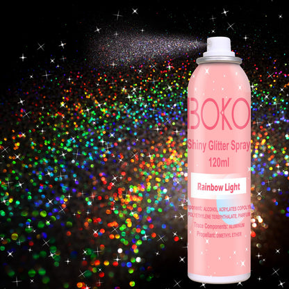 Boko Body Glitter Spray, 120ML Holographic Silver Rainbow Glitter Hairspray