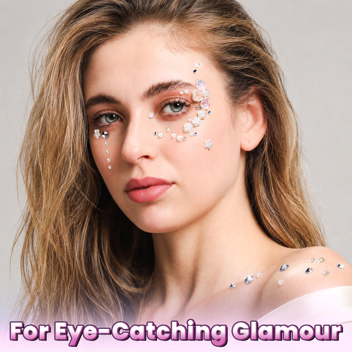 FANDAMEI Face Gem Stickers, 15 Sheets Self Adhesive Face Gems, Bedazzling Rhinestone Stickers for Face Body Hair Nail Art, Multi-Style Sticker Gems Jewel Stickers for Kids Women Halloween Make Up
